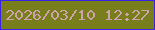 文字の大きさ：2、枠の色：3a23e5、背景の色：797e1c、文字の色：cca3a8 無料ブログパーツのブログ時計
