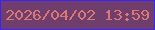 文字の大きさ：5、枠の色：3a23f8、背景の色：703e6c、文字の色：dc7874 無料ブログパーツのブログ時計