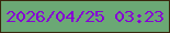 文字の大きさ：3、枠の色：3a260d、背景の色：6ba875、文字の色：8502d4 無料ブログパーツのブログ時計