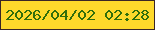 文字の大きさ：2、枠の色：3a2626、背景の色：fed92b、文字の色：316e0b 無料ブログパーツのブログ時計