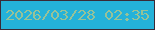 文字の大きさ：3、枠の色：3a2a36、背景の色：24b2d9、文字の色：97c298 無料ブログパーツのブログ時計