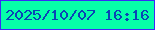 文字の大きさ：4、枠の色：3a2af7、背景の色：06ffa8、文字の色：0a43b6 無料ブログパーツのブログ時計