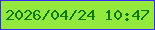 文字の大きさ：2、枠の色：3a2af9、背景の色：94e93e、文字の色：0c7a06 無料ブログパーツのブログ時計