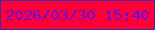 文字の大きさ：3、枠の色：3a2ea1、背景の色：fc0037、文字の色：6b0ae1 無料ブログパーツのブログ時計