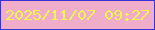 文字の大きさ：1、枠の色：3a31d7、背景の色：efadca、文字の色：f0f350 無料ブログパーツのブログ時計