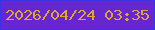 文字の大きさ：5、枠の色：3a32e9、背景の色：6527cf、文字の色：e5a231 無料ブログパーツのブログ時計