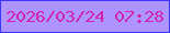 文字の大きさ：4、枠の色：3a35fd、背景の色：ad94ff、文字の色：cf25ad 無料ブログパーツのブログ時計