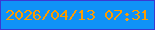 文字の大きさ：1、枠の色：3a39d2、背景の色：1092f7、文字の色：fd9c00 無料ブログパーツのブログ時計