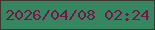 文字の大きさ：5、枠の色：3a3a33、背景の色：358761、文字の色：791540 無料ブログパーツのブログ時計