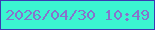 文字の大きさ：2、枠の色：3a3bb3、背景の色：3bf5d1、文字の色：8773cc 無料ブログパーツのブログ時計