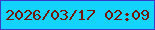 文字の大きさ：1、枠の色：3a3bca、背景の色：13d3ff、文字の色：731705 無料ブログパーツのブログ時計