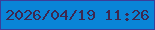 文字の大きさ：4、枠の色：3a3e99、背景の色：0985d7、文字の色：3d284f 無料ブログパーツのブログ時計