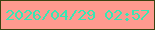 文字の大きさ：2、枠の色：3a4110、背景の色：fe9a8f、文字の色：36e8b4 無料ブログパーツのブログ時計