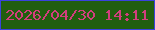 文字の大きさ：5、枠の色：3a42dd、背景の色：215e0f、文字の色：d33e7e 無料ブログパーツのブログ時計