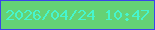 文字の大きさ：2、枠の色：3a44ea、背景の色：64d276、文字の色：46f5ce 無料ブログパーツのブログ時計