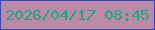 文字の大きさ：5、枠の色：3a46b4、背景の色：ba8aa7、文字の色：18a881 無料ブログパーツのブログ時計