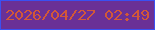 文字の大きさ：3、枠の色：3a50f2、背景の色：6a3096、文字の色：d15838 無料ブログパーツのブログ時計