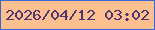 文字の大きさ：5、枠の色：3a66d0、背景の色：fcbf8f、文字の色：4e356f 無料ブログパーツのブログ時計