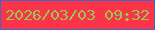 文字の大きさ：1、枠の色：3a67cb、背景の色：fc3447、文字の色：94c959 無料ブログパーツのブログ時計