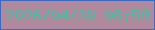 文字の大きさ：5、枠の色：3a6ac7、背景の色：b0899d、文字の色：42c1a4 無料ブログパーツのブログ時計