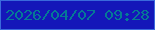 文字の大きさ：3、枠の色：3a6adc、背景の色：1417b9、文字の色：057996 無料ブログパーツのブログ時計