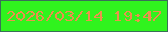 文字の大きさ：1、枠の色：3a6f59、背景の色：30f31e、文字の色：eb914d 無料ブログパーツのブログ時計