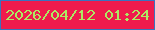 文字の大きさ：1、枠の色：3a73bf、背景の色：ef1b4d、文字の色：acea63 無料ブログパーツのブログ時計