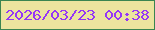 文字の大きさ：5、枠の色：3a8451、背景の色：ece49f、文字の色：9536f7 無料ブログパーツのブログ時計