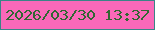 文字の大きさ：4、枠の色：3a8487、背景の色：fa68b9、文字の色：316733 無料ブログパーツのブログ時計