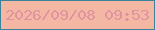 文字の大きさ：2、枠の色：3a849b、背景の色：f4b7a3、文字の色：df93a1 無料ブログパーツのブログ時計
