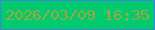 文字の大きさ：2、枠の色：3a86db、背景の色：02cb6f、文字の色：a2a73b 無料ブログパーツのブログ時計