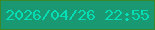 文字の大きさ：4、枠の色：3a8829、背景の色：1a9871、文字の色：04ddb6 無料ブログパーツのブログ時計
