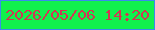 文字の大きさ：2、枠の色：3a8bee、背景の色：11f14d、文字の色：d23653 無料ブログパーツのブログ時計