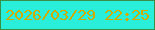 文字の大きさ：4、枠の色：3a8f47、背景の色：29eed9、文字の色：cfab00 無料ブログパーツのブログ時計
