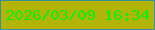 文字の大きさ：3、枠の色：3a9194、背景の色：b3b409、文字の色：02f30f 無料ブログパーツのブログ時計