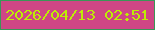 文字の大きさ：2、枠の色：3a9657、背景の色：cf4685、文字の色：bded05 無料ブログパーツのブログ時計
