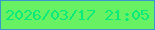 文字の大きさ：3、枠の色：3a96cc、背景の色：68f263、文字の色：07e97b 無料ブログパーツのブログ時計