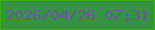 文字の大きさ：4、枠の色：3aad10、背景の色：349240、文字の色：7352aa 無料ブログパーツのブログ時計
