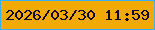 文字の大きさ：3、枠の色：3aaff1、背景の色：f0aa03、文字の色：120430 無料ブログパーツのブログ時計