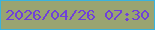 文字の大きさ：4、枠の色：3ab3dc、背景の色：99a471、文字の色：6f40d9 無料ブログパーツのブログ時計