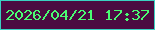 文字の大きさ：3、枠の色：3ad1c1、背景の色：4b0b41、文字の色：4afd73 無料ブログパーツのブログ時計