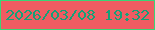 文字の大きさ：2、枠の色：3ad576、背景の色：f05c62、文字の色：16a078 無料ブログパーツのブログ時計