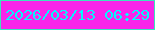 文字の大きさ：2、枠の色：3ae6bb、背景の色：f825e9、文字の色：05f7fc 無料ブログパーツのブログ時計