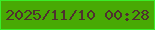 文字の大きさ：2、枠の色：3aed29、背景の色：48a904、文字の色：4f302f 無料ブログパーツのブログ時計