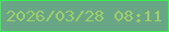 文字の大きさ：5、枠の色：3aee55、背景の色：69a685、文字の色：9dce6d 無料ブログパーツのブログ時計