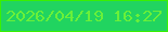 文字の大きさ：1、枠の色：3af000、背景の色：21d460、文字の色：6af039 無料ブログパーツのブログ時計