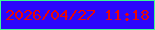 文字の大きさ：2、枠の色：3afc94、背景の色：2c07fb、文字の色：ec0604 無料ブログパーツのブログ時計