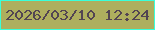文字の大きさ：1、枠の色：3affda、背景の色：aeaf5e、文字の色：524552 無料ブログパーツのブログ時計
