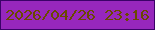文字の大きさ：4、枠の色：3b0268、背景の色：9727bc、文字の色：6a4900 無料ブログパーツのブログ時計