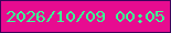 文字の大きさ：2、枠の色：3b035a、背景の色：e70c90、文字の色：3bff95 無料ブログパーツのブログ時計
